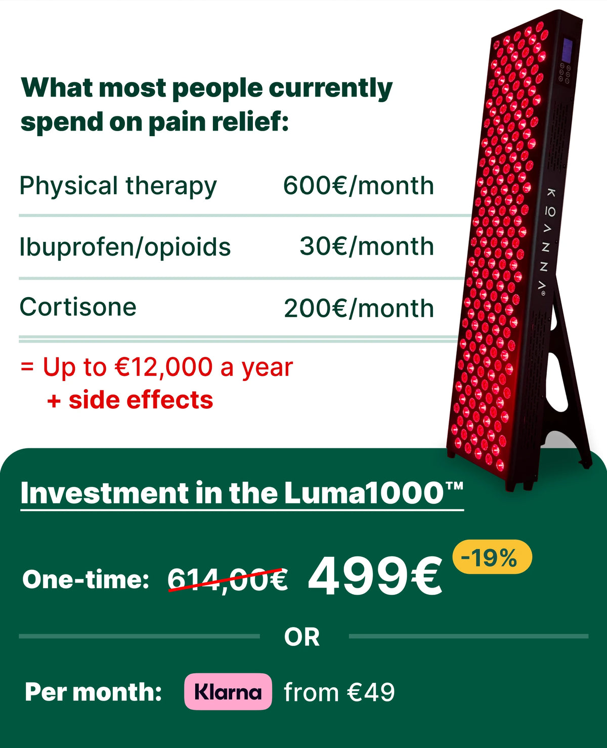 Luma1000 red light panel